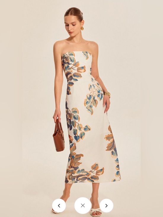 Commense Dresses & Skirts - COMMENSE White Floral Print Strapless Dress Size L